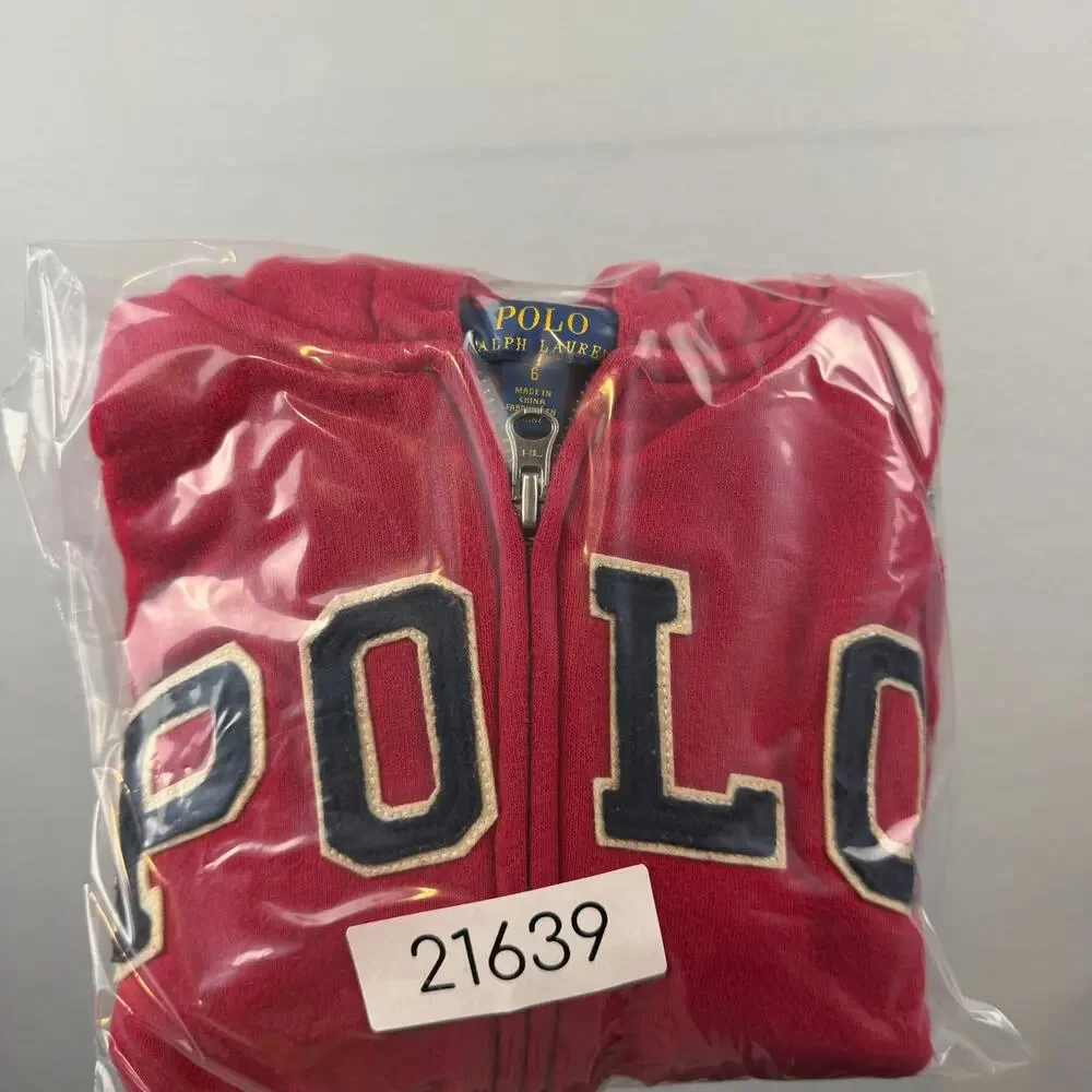 Polo Ralph Lauren Red POLO Hoodie Zip Jacket Size 6